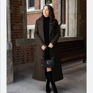 NWT Saks Fifth Avenue Calvin Klein Faux Wool Belted Wrap Coat - Size 4 Black